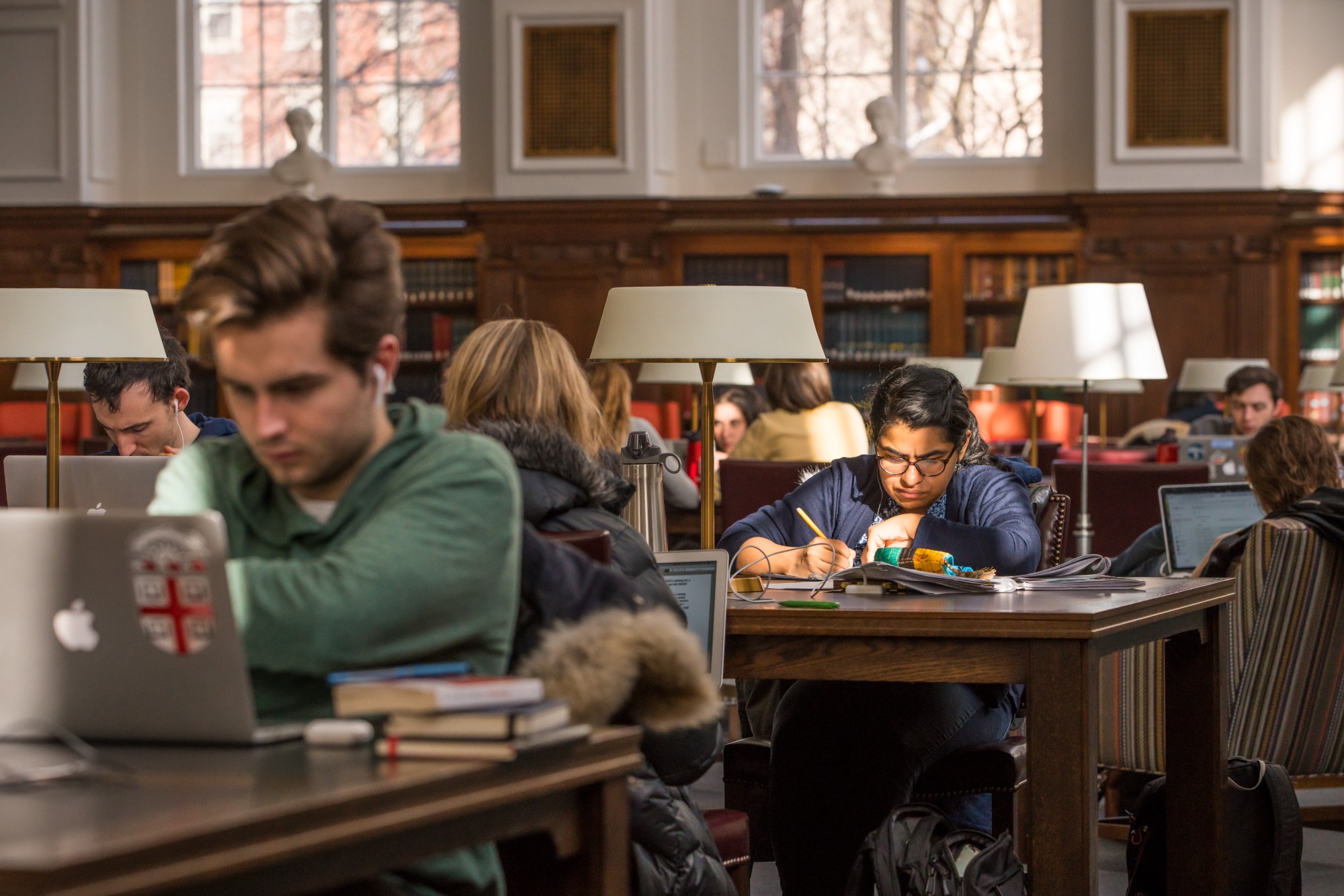 Students studying at desks